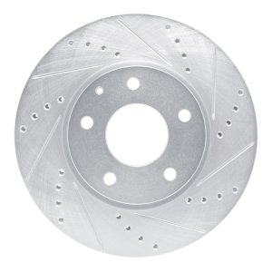 Mazda 3 Brake Rotor (1) - Front Right - R1 Concepts - Drilled & Slotted - Silver - `19-`25